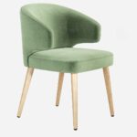 Burgundy Fabric Upholstered Walnut Leg Modern Dining Armchair