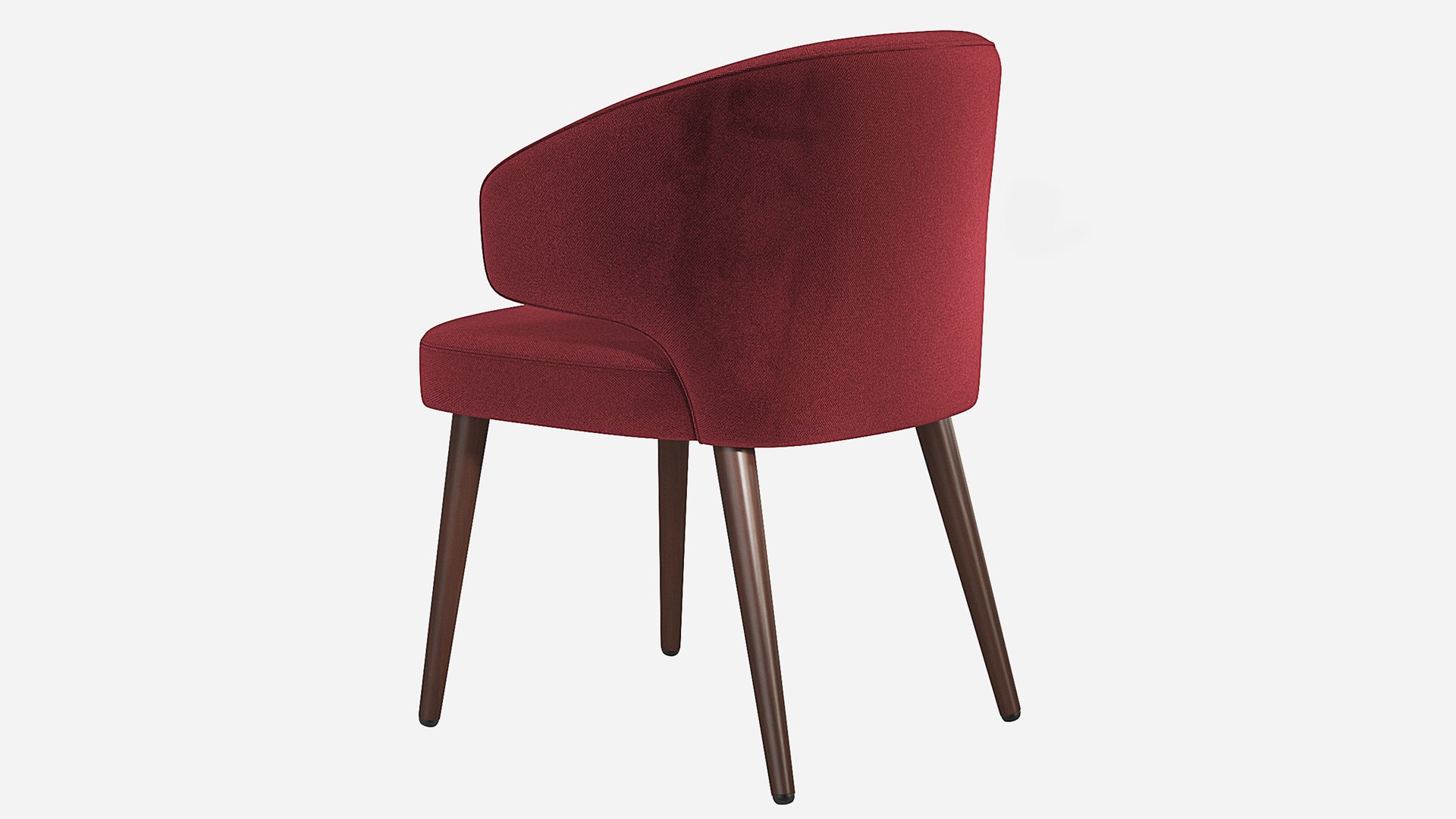 Burgundy Fabric Upholstered Walnut Leg Modern Dining Armchair