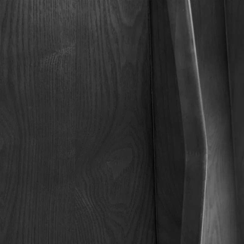 59.05” Modern Round Sintered Stone Table Top Black Wood Pedestal