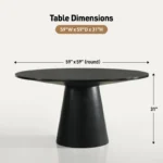 59″ Modern Solid Wood Pedestal Round Dining Table