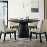 59″ Modern Solid Wood Pedestal Round Dining Table