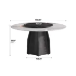 59.05” Modern Round Sintered Stone Table Top Black Wood Pedestal