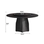 59.05” Modern Round Sintered Stone Table Top Black Wood Pedestal