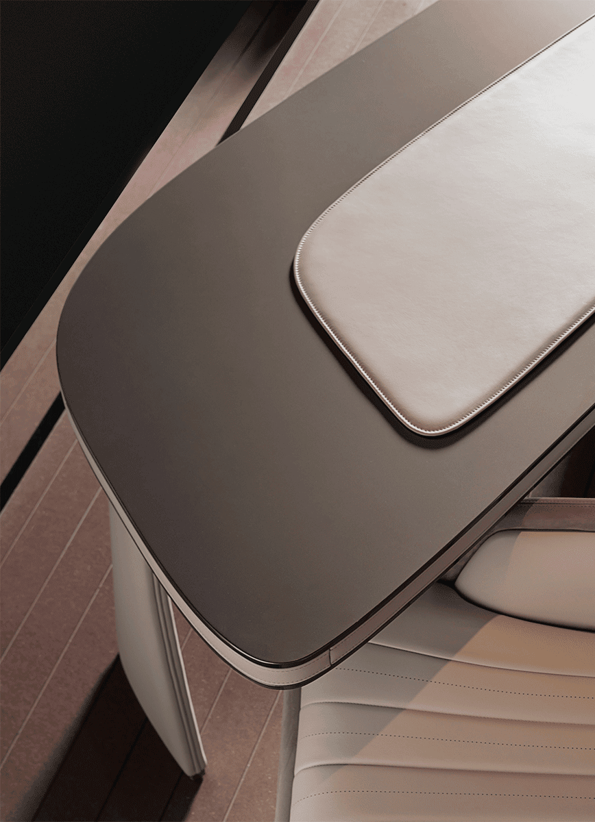 Ambassador Beige Wood And Leather Writing Desk