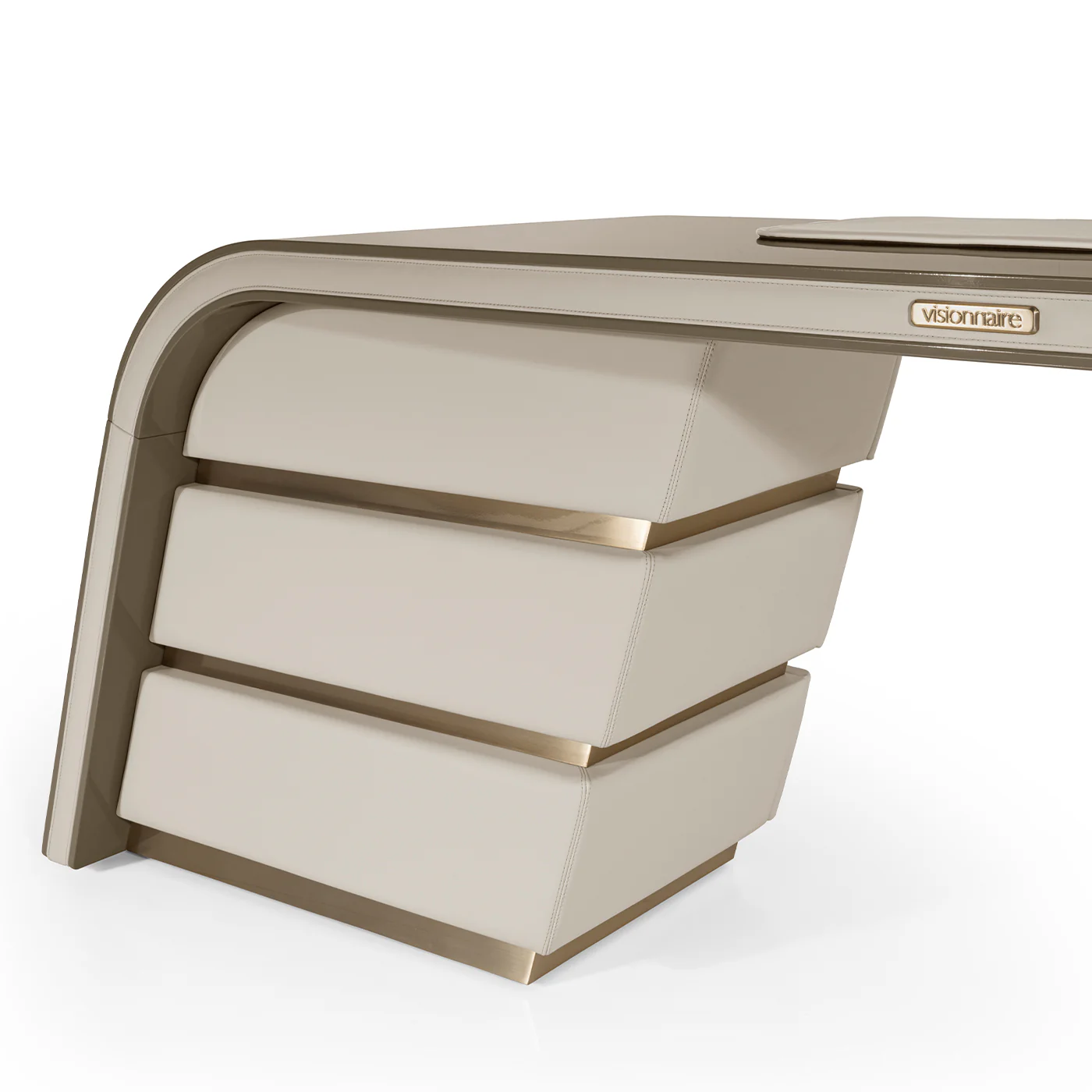 Ambassador Beige Wood And Leather Writing Desk