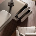 Ambassador Beige Wood And Leather Writing Desk