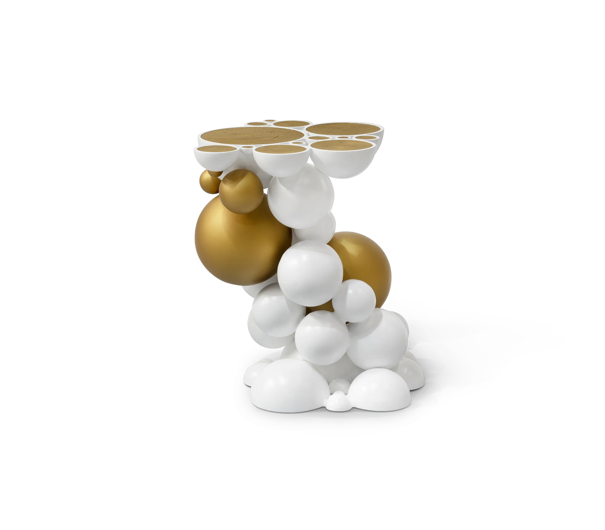 Black And Gold Bubble Design Side Table With Resin Finish