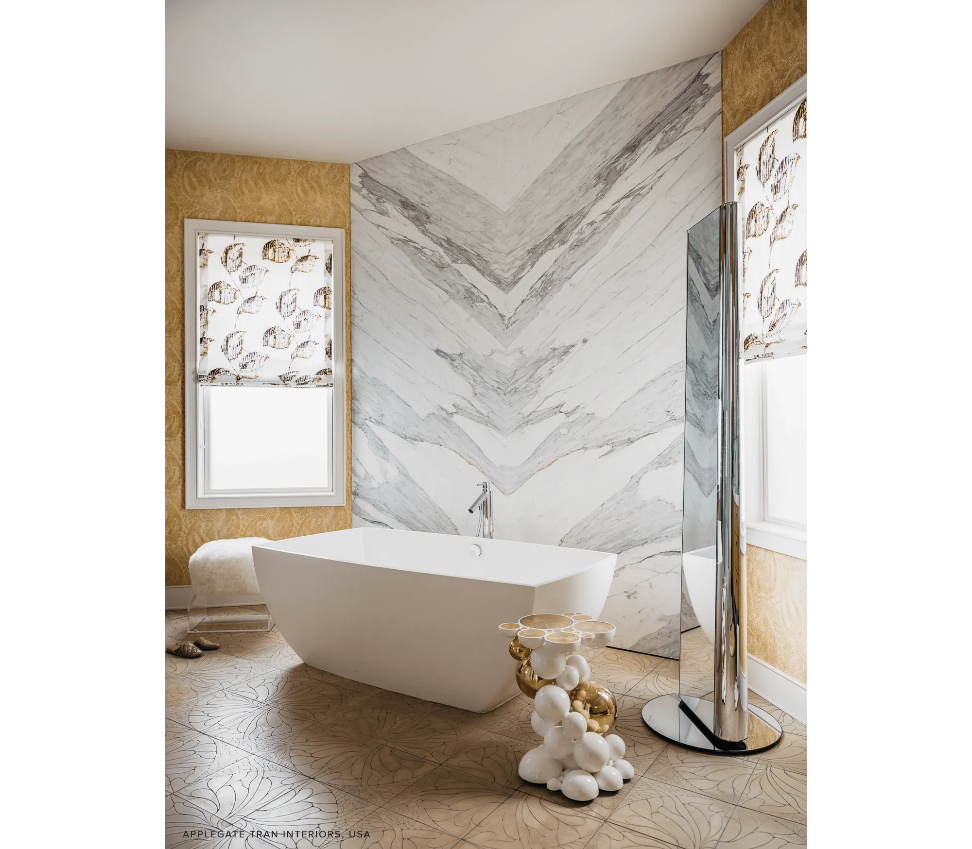 Black And Gold Bubble Design Side Table With Resin Finish