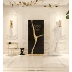 Black And Gold Bubble Design Side Table With Resin Finish