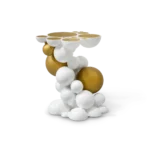 Black And Gold Bubble Design Side Table With Resin Finish