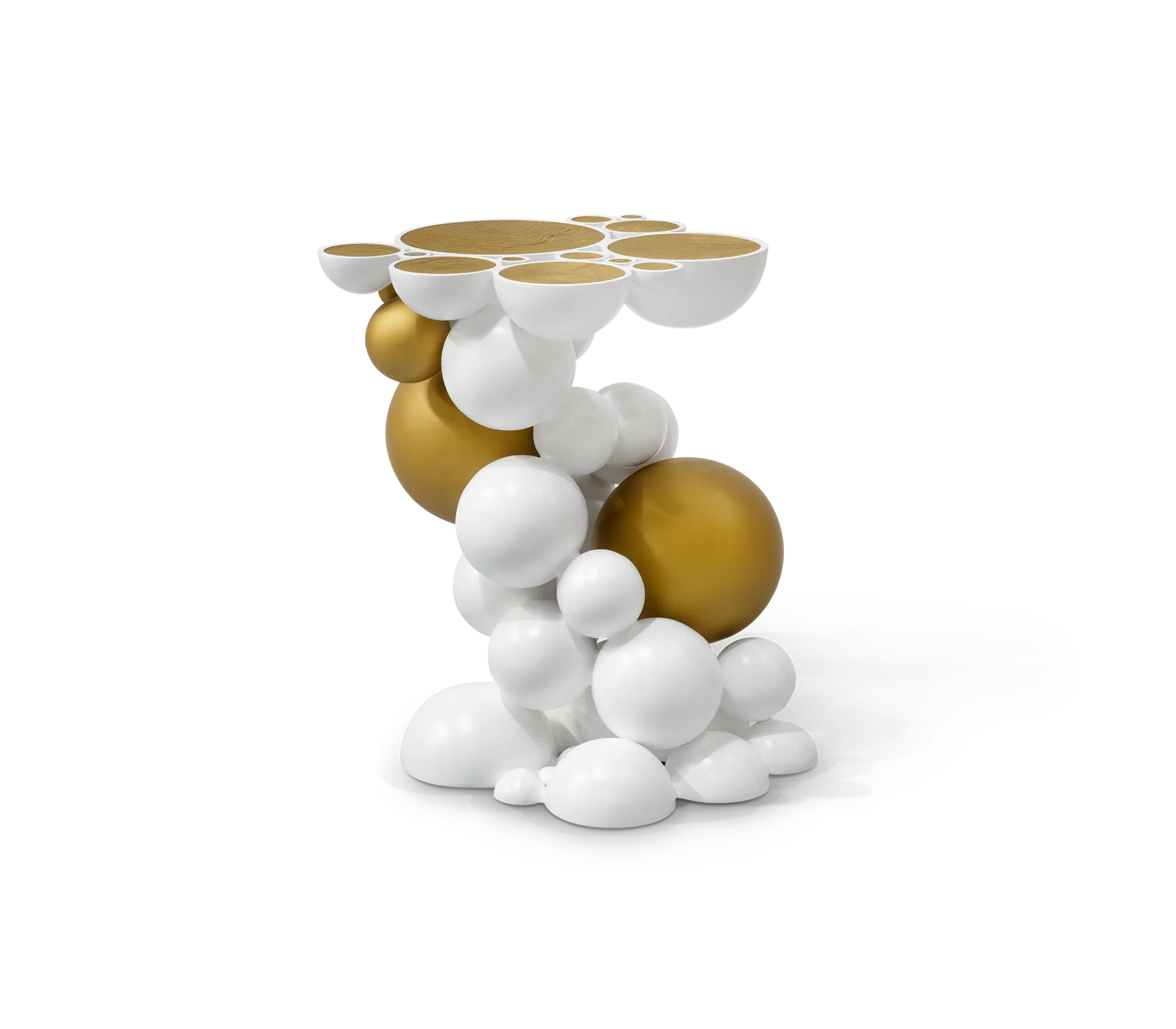 Black And Gold Bubble Design Side Table With Resin Finish