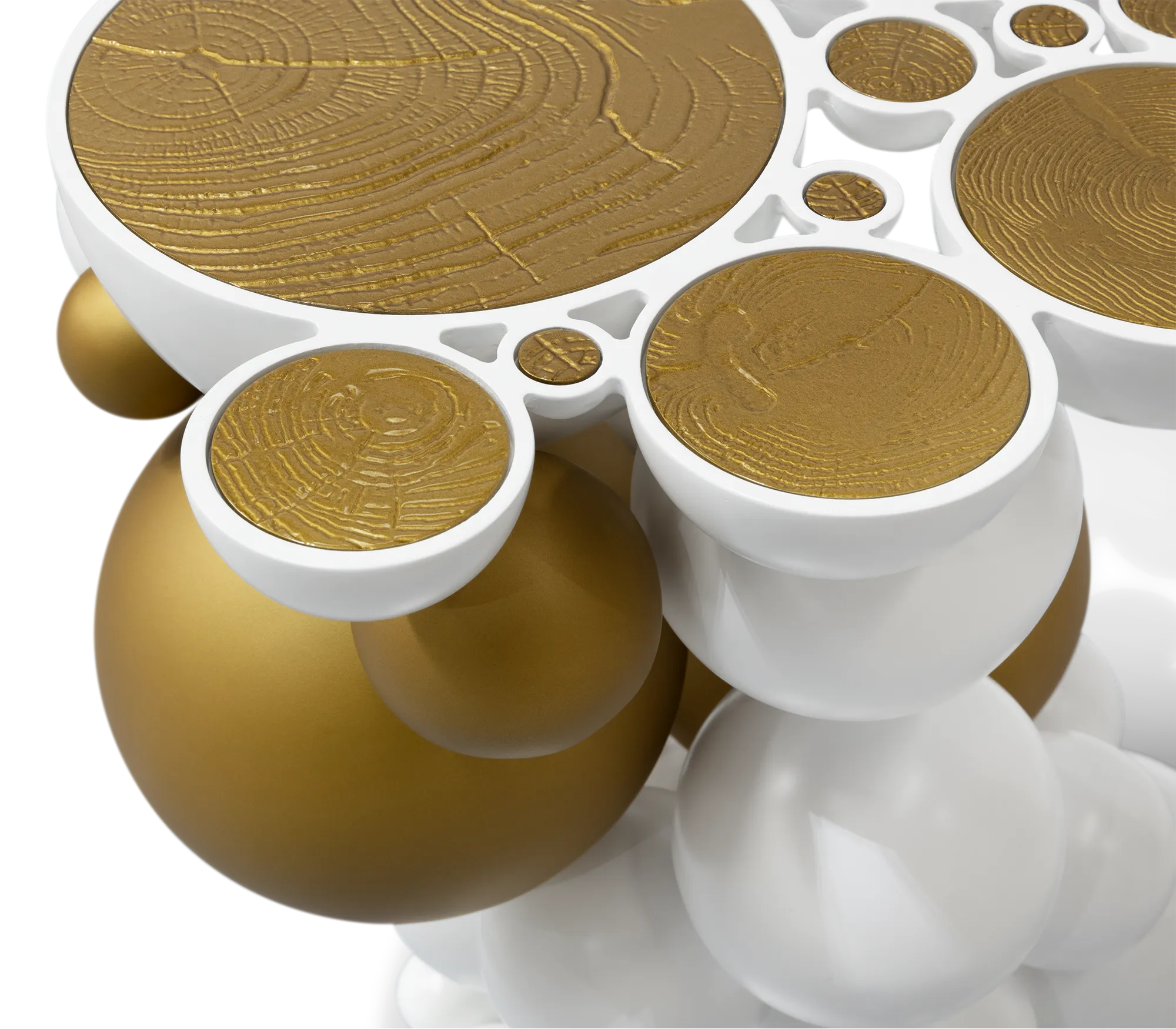 Black And Gold Bubble Design Side Table With Resin Finish