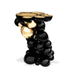 Black And Gold Bubble Design Side Table With Resin Finish