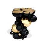 Black And Gold Bubble Design Side Table With Resin Finish