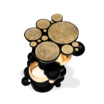 Black And Gold Bubble Design Side Table With Resin Finish