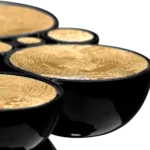 Black And Gold Bubble Design Side Table With Resin Finish