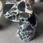 Black And White Marble Pattern Side Table With Asymmetric Top