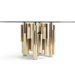 Black Marble Round Dining Table with Gold Metal Base