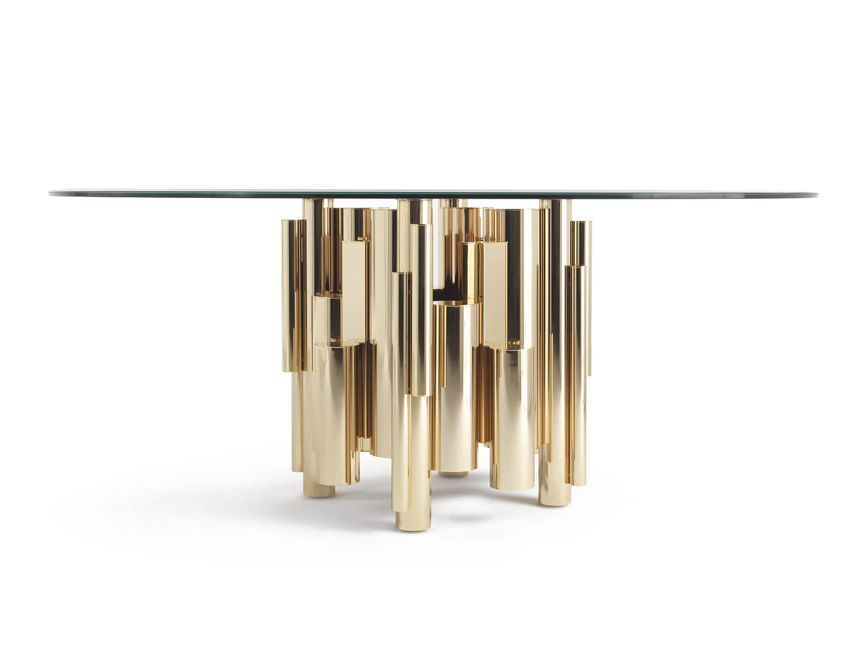 Black Marble Round Dining Table with Gold Metal Base