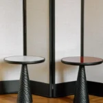 Black Textured Conical Base Round Side Table