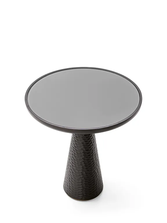 Black Textured Conical Base Round Side Table