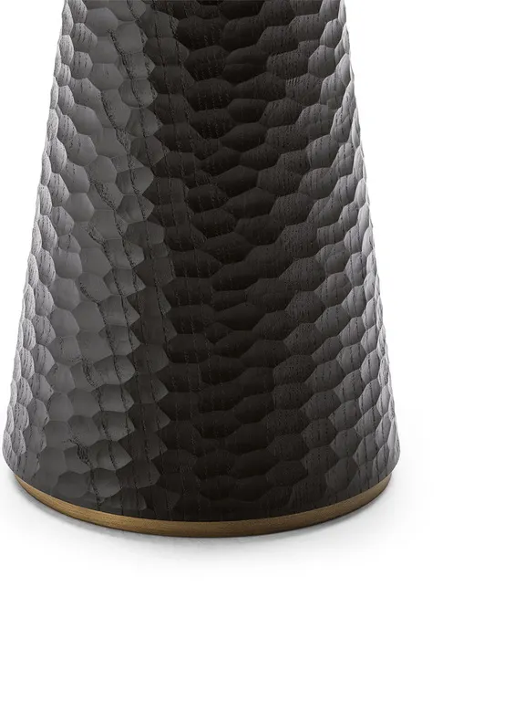 Black Textured Conical Base Round Side Table