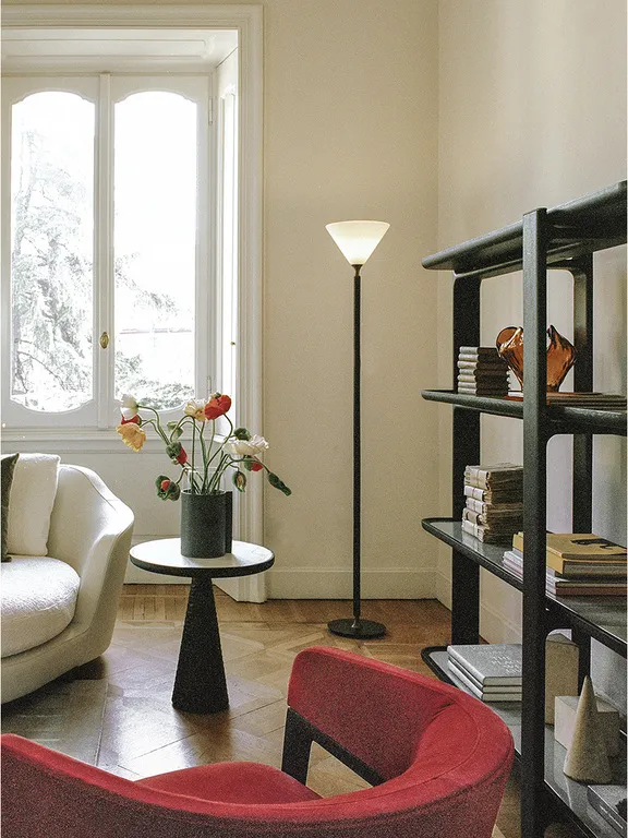 Black Textured Conical Base Round Side Table