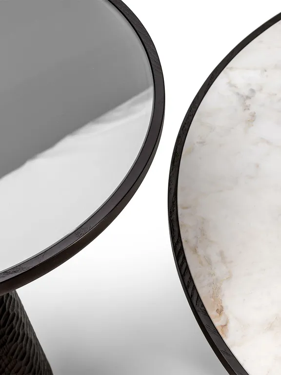 Black Textured Conical Base Round Side Table