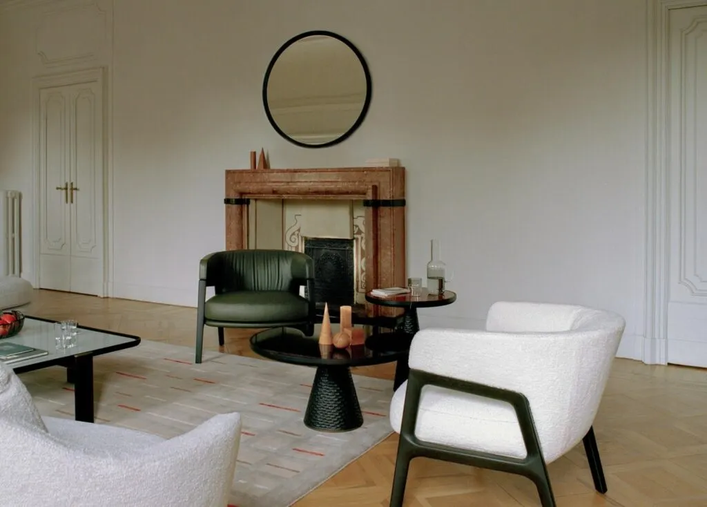 Black Textured Conical Base Round Side Table