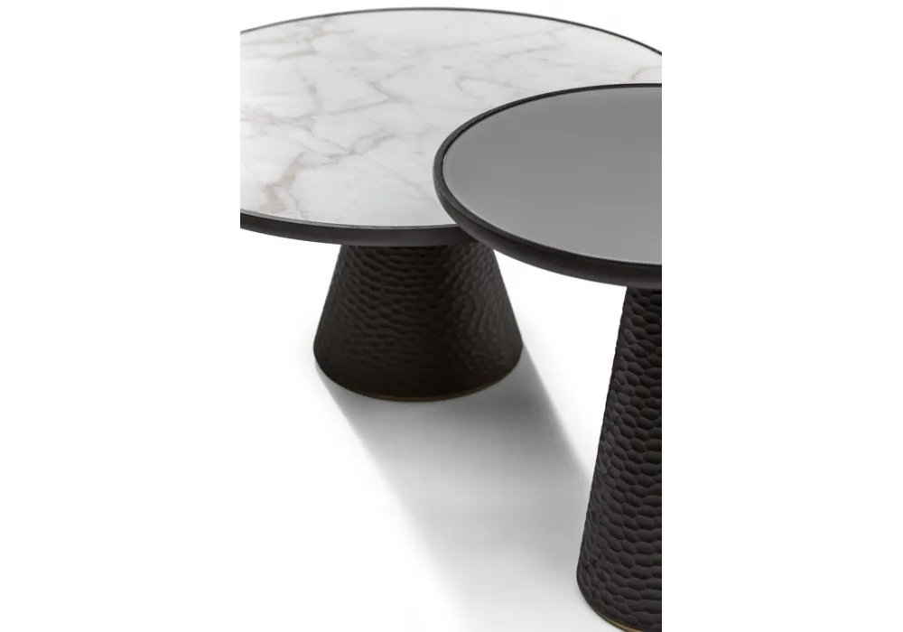 Black Textured Conical Base Round Side Table