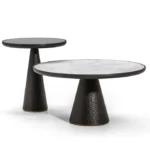 Black Textured Conical Base Round Side Table
