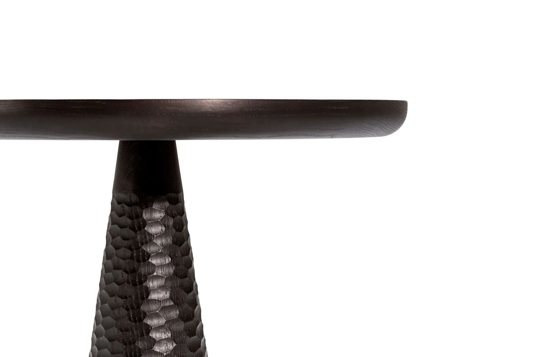 Black Textured Conical Base Round Side Table