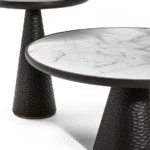 Black Textured Conical Base Round Side Table