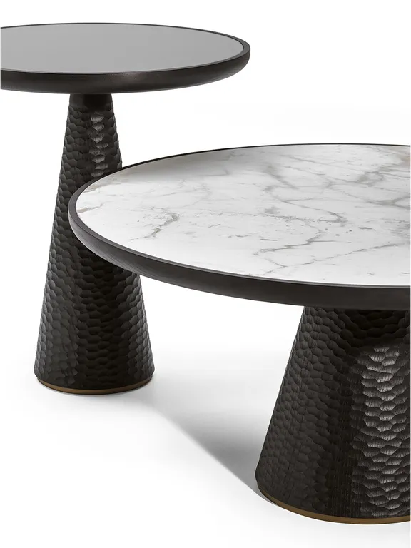 Black Textured Conical Base Round Side Table