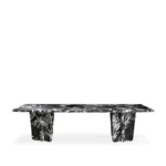 Black Veined Marble Rectangular Dining Table with Sculpted Legs
