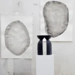 Black Wooden Round Ribbed Multi Leg Sculptural Side Table Stool