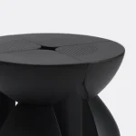 Black Wooden Round Ribbed Multi Leg Sculptural Side Table Stool