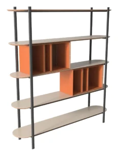 Modern Two Tone Open Shelf Metal Frame Display Bookshelf