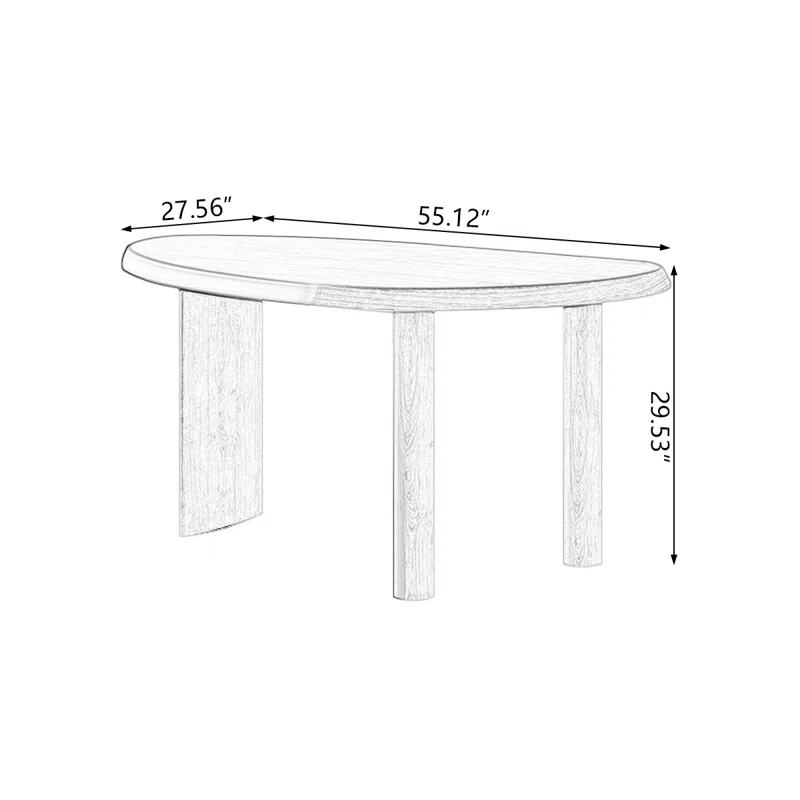 Natural Walnut Wood Oval Office Desk with Asymmetric Legs