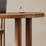 Natural Walnut Wood Oval Office Desk with Asymmetric Legs