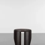 Dark Wood Slit Design Side Table with Inlaid Top