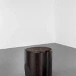 Dark Wood Slit Design Side Table with Inlaid Top