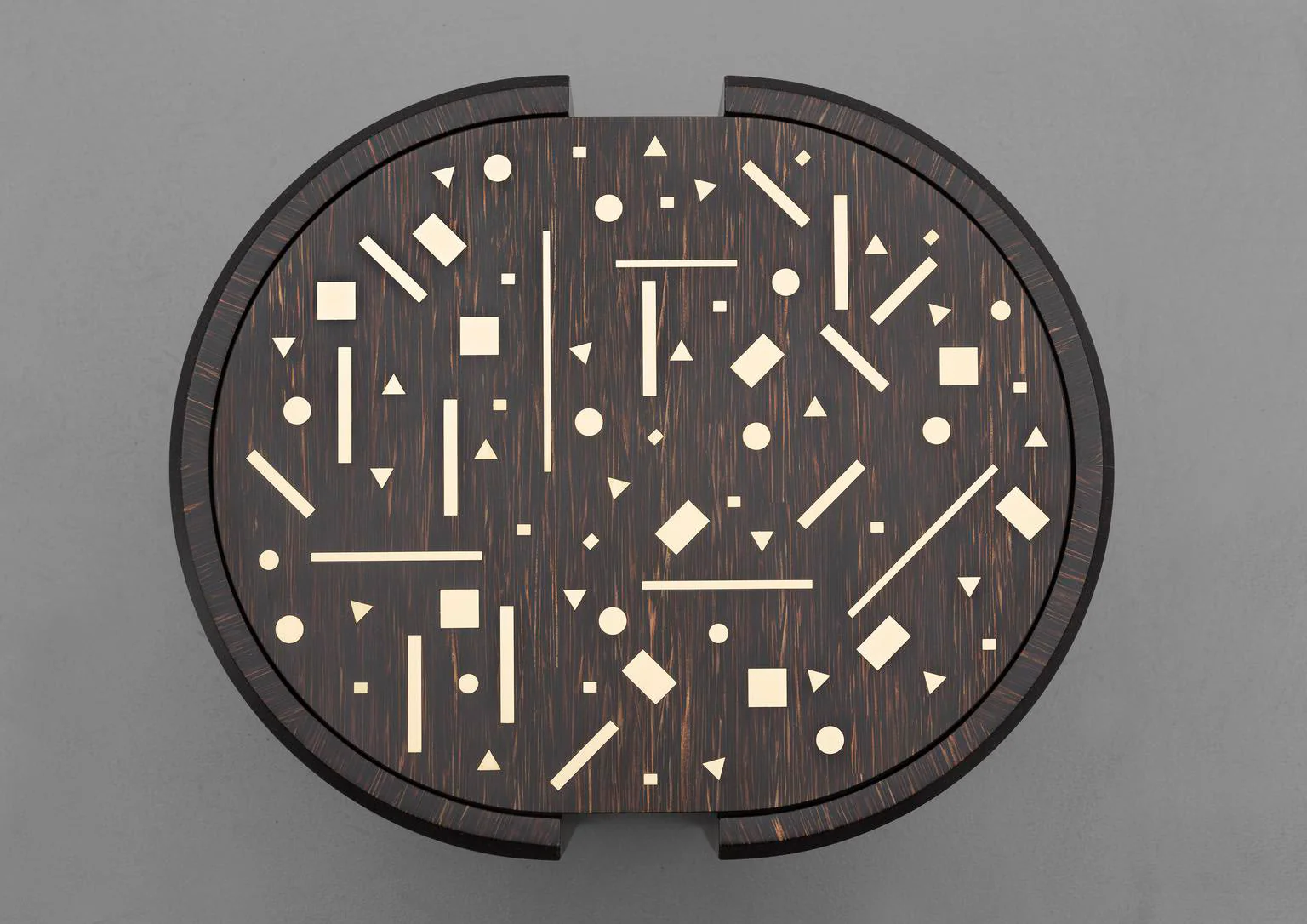 Dark Wood Slit Design Side Table with Inlaid Top