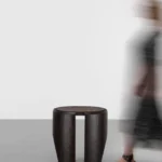 Dark Wood Slit Design Side Table with Inlaid Top