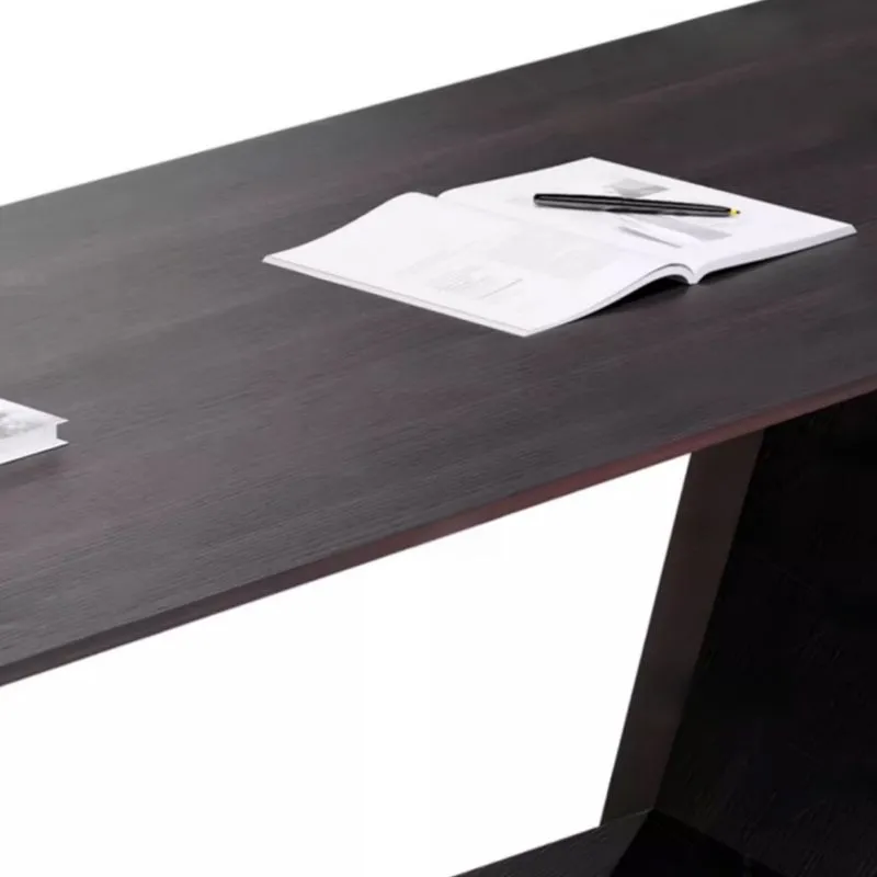 Modern Floating Wood Office Desk with Integrated Shelf