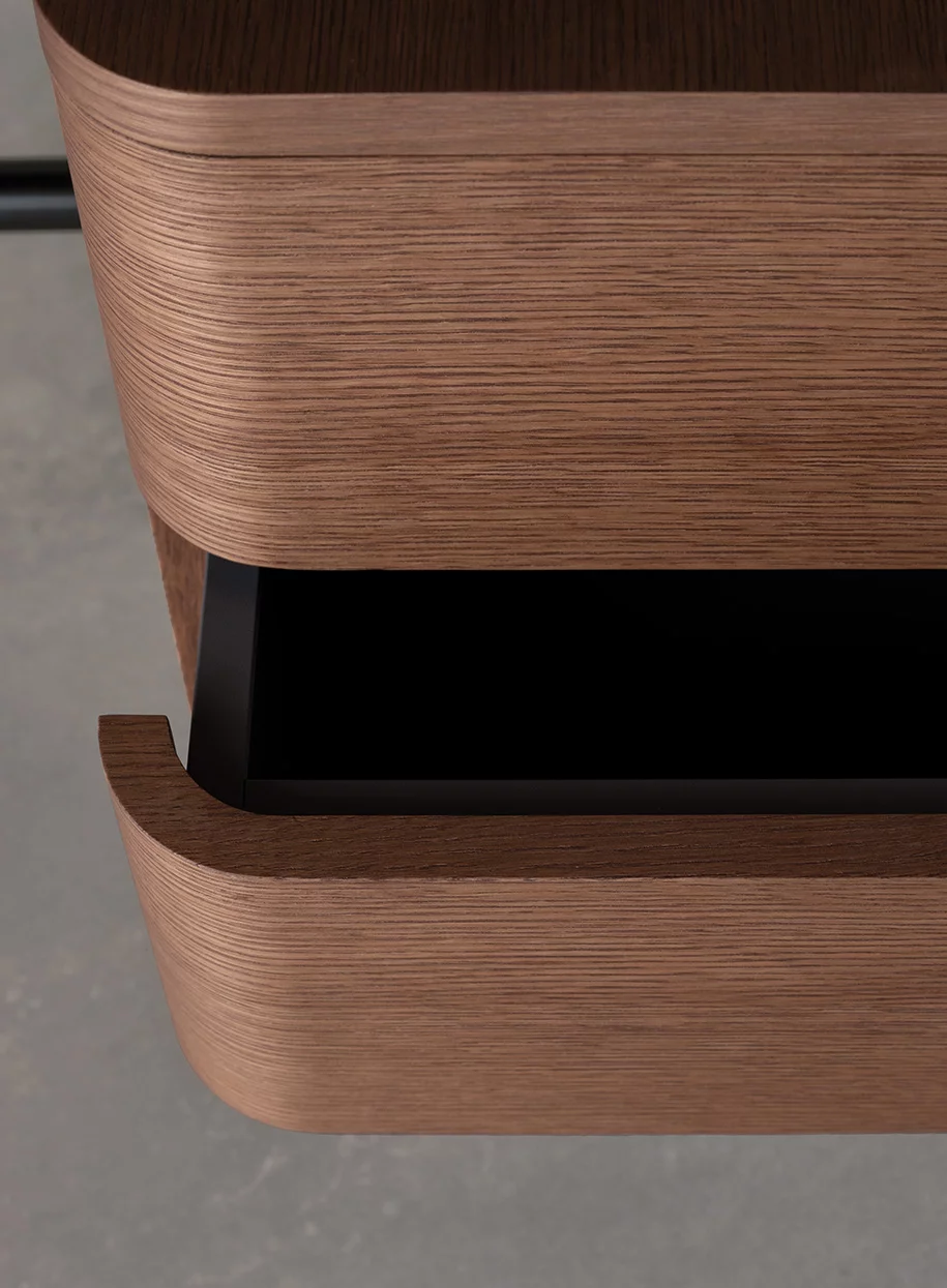 Modern Glossy Burgundy Office Desk with Drawer Storage