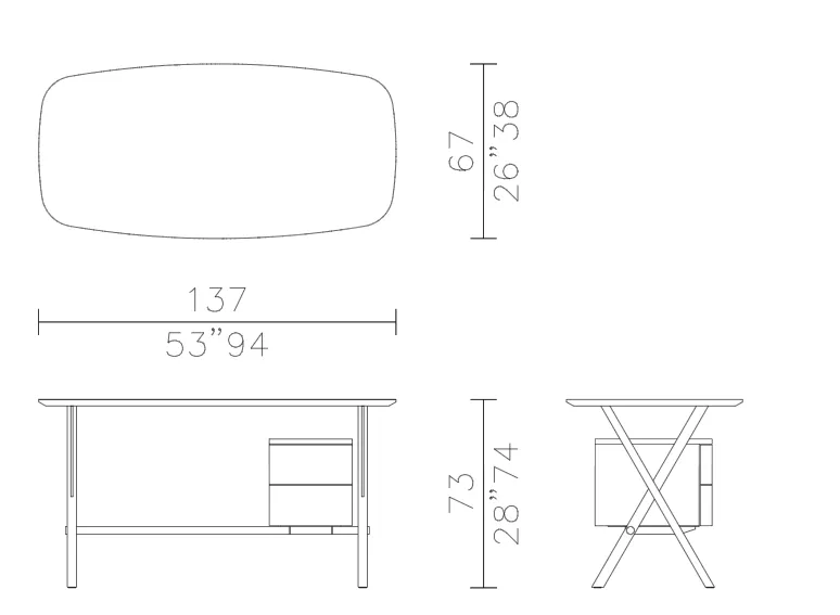 Modern Glossy Burgundy Office Desk with Drawer Storage