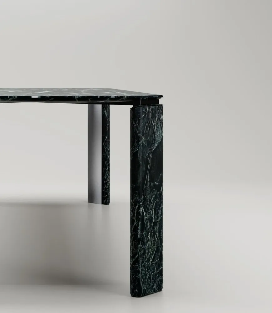 Green Marble Rectangular Dining Table with Metal Legs