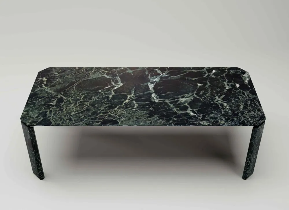 Green Marble Rectangular Dining Table with Metal Legs