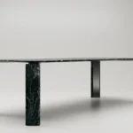 Green Marble Rectangular Dining Table with Metal Legs